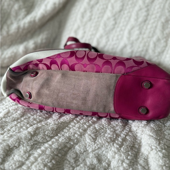 Rare Vintage Coach Pink Wave Limited Edition Patchwork Suede Large Gallery Tote - Picture 16 of 16